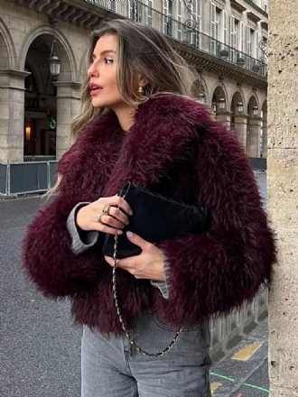 Faux Fur Coats Långärmad Öppen Fram Vinter Ytterkläder För Kvinnor