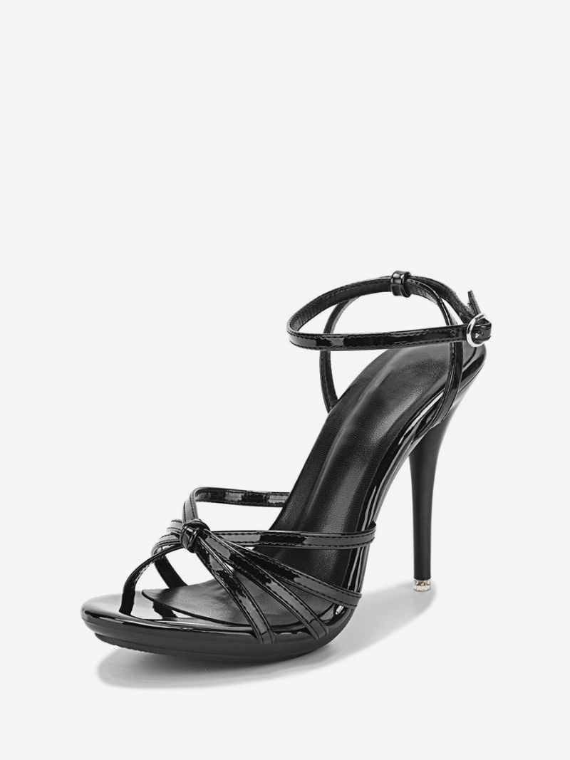 Röda Strappy Stilettbalsandaler För Damer - Svart