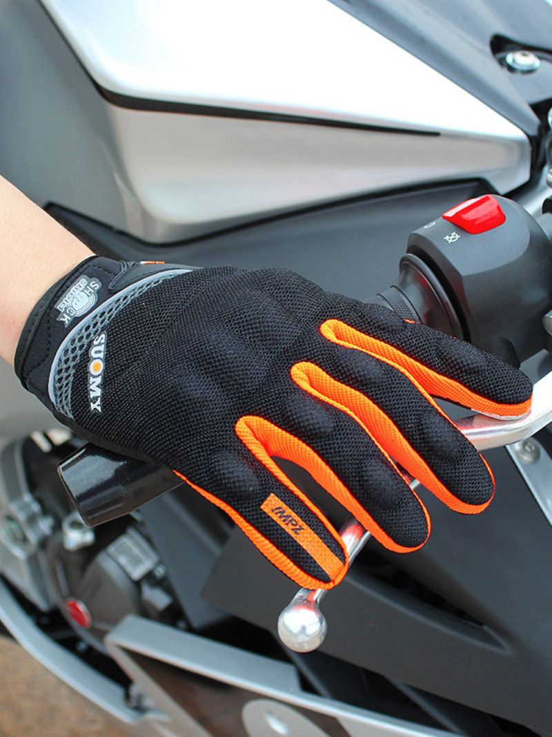 Offroad Motorcykel Anti-fall Anti-halk Andas Racing Fullfinger Handskar Herrutrustning För Sommarförare - Orange