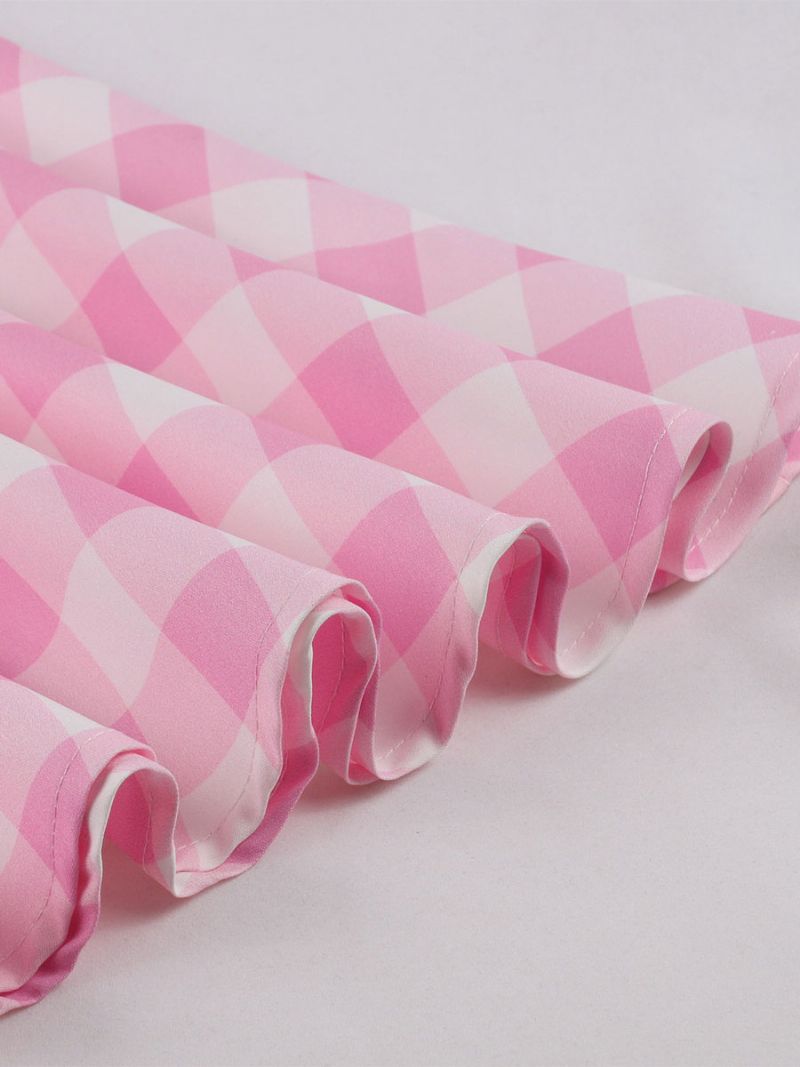 Barbie Rosa Gingham Kjol Pläd Mid-vad Lång Dam Bottoms - Rosa