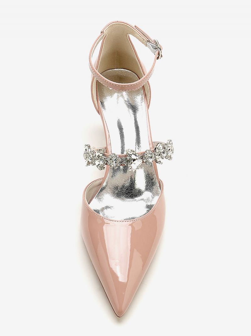 Bröllopsskor För Kvinnor Bridal Pumps Patent Pu Övre Spetsiga Tå Strass - Gul / Röd