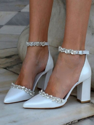 Bröllopsskor För Kvinnor Bridal Pumps Pu-läder Spetsiga Tåkedjor