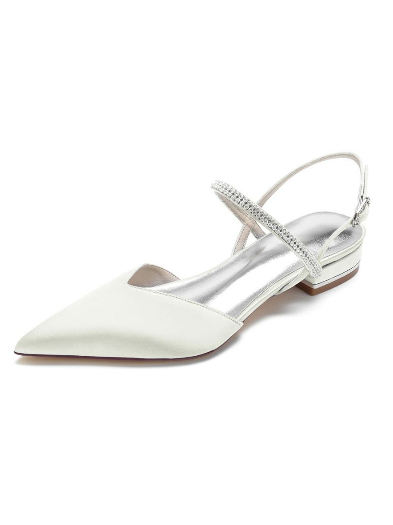 Dam Rhinestones Mary Jane Slingback Brudlägenheter I Satäng - Elfenben