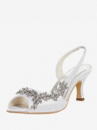 Dam Rhinestones Slingback Bröllopspumpar