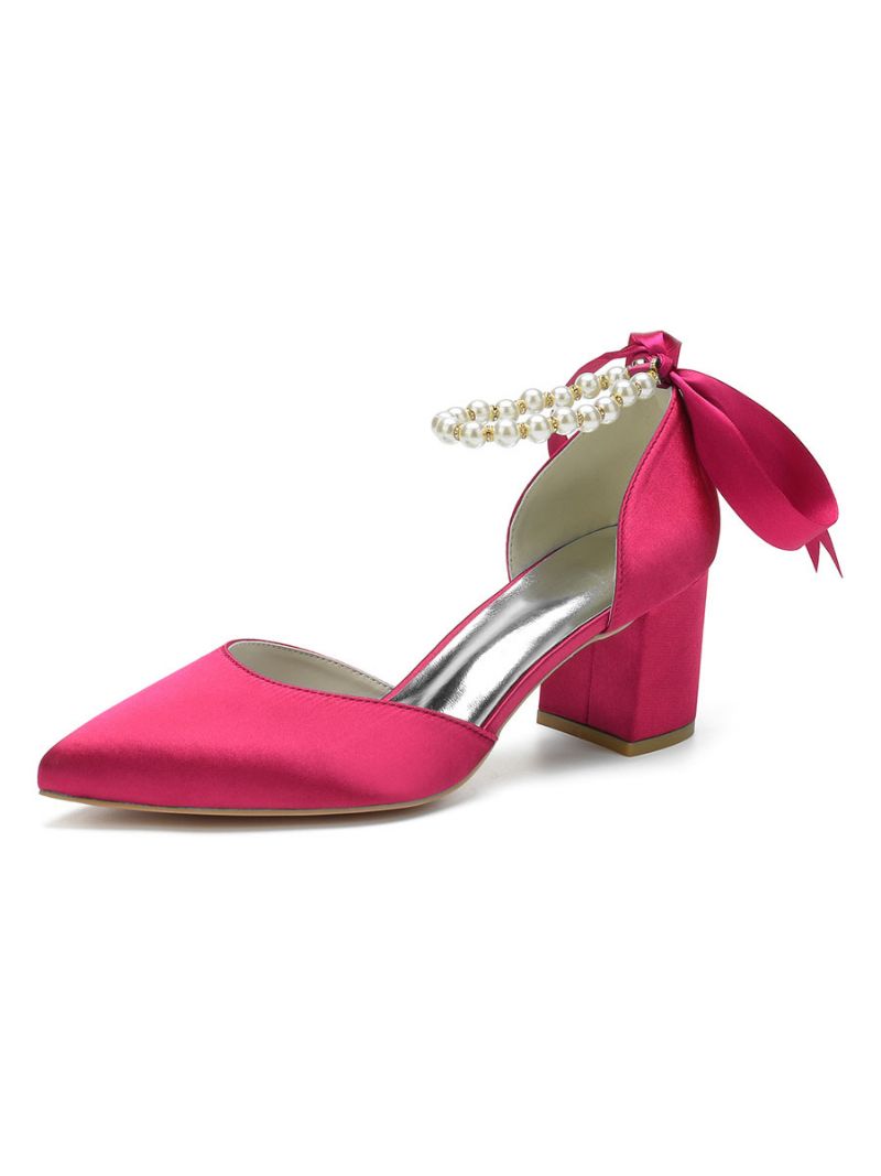 Dampärlor Ankelrem Bridal Pumps Med Rosett - Ros