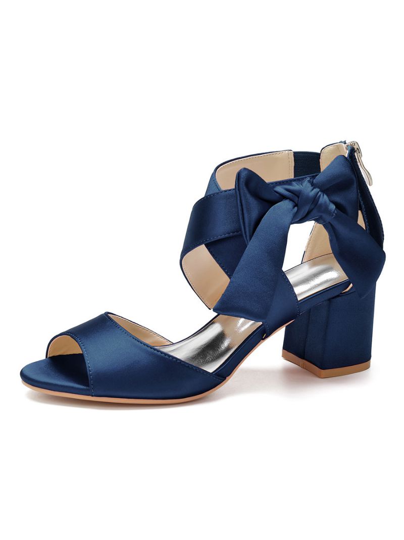 Kvinnors Satin Rosett Brudsandaler Låg Klack