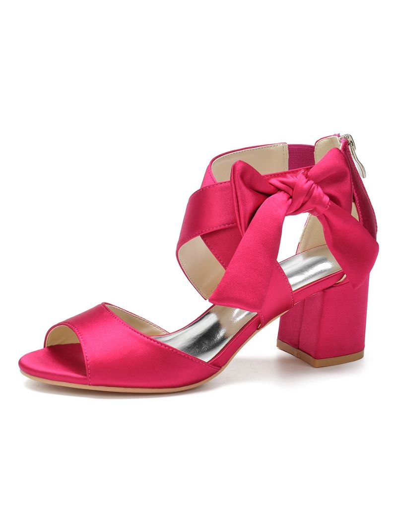 Kvinnors Satin Rosett Brudsandaler Låg Klack - Ros