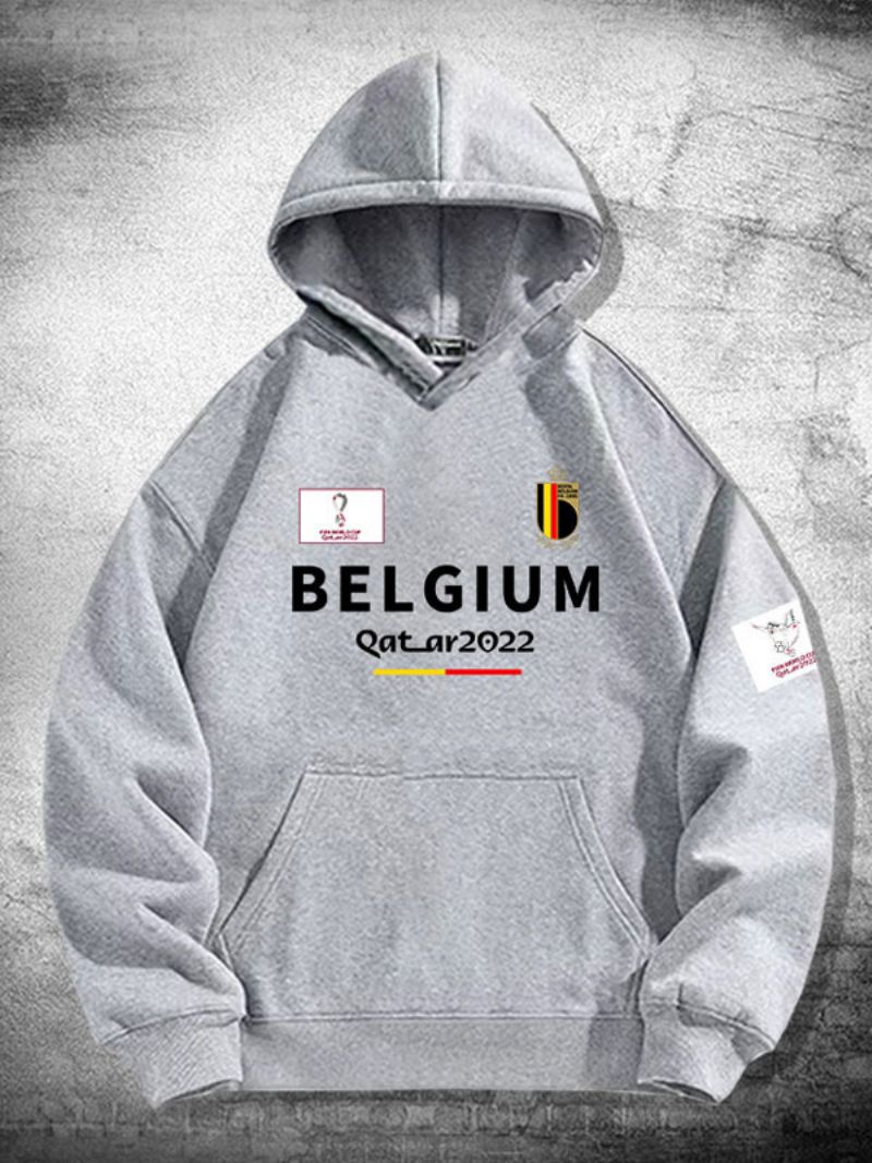 Belgien Team Hoodie Herrtröja - Ljusgrå