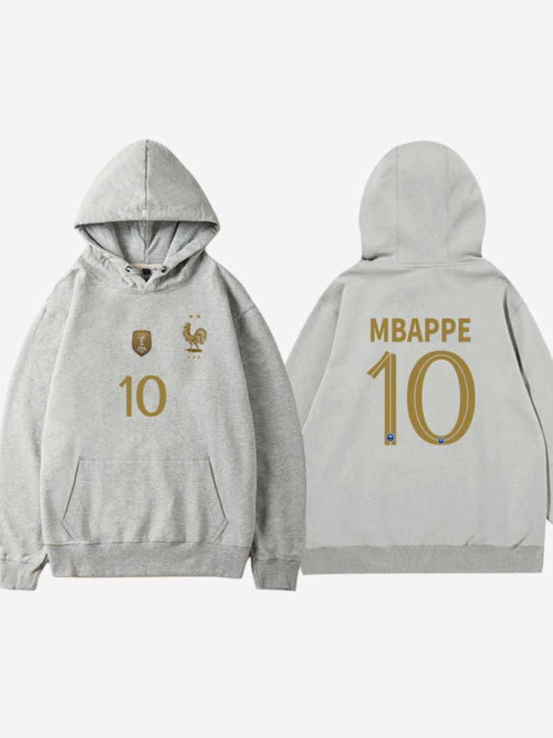 Frankrike Team Les Bleus Nummer 10 Mbappé Luvtröja Herr Blå Kappa - Grå