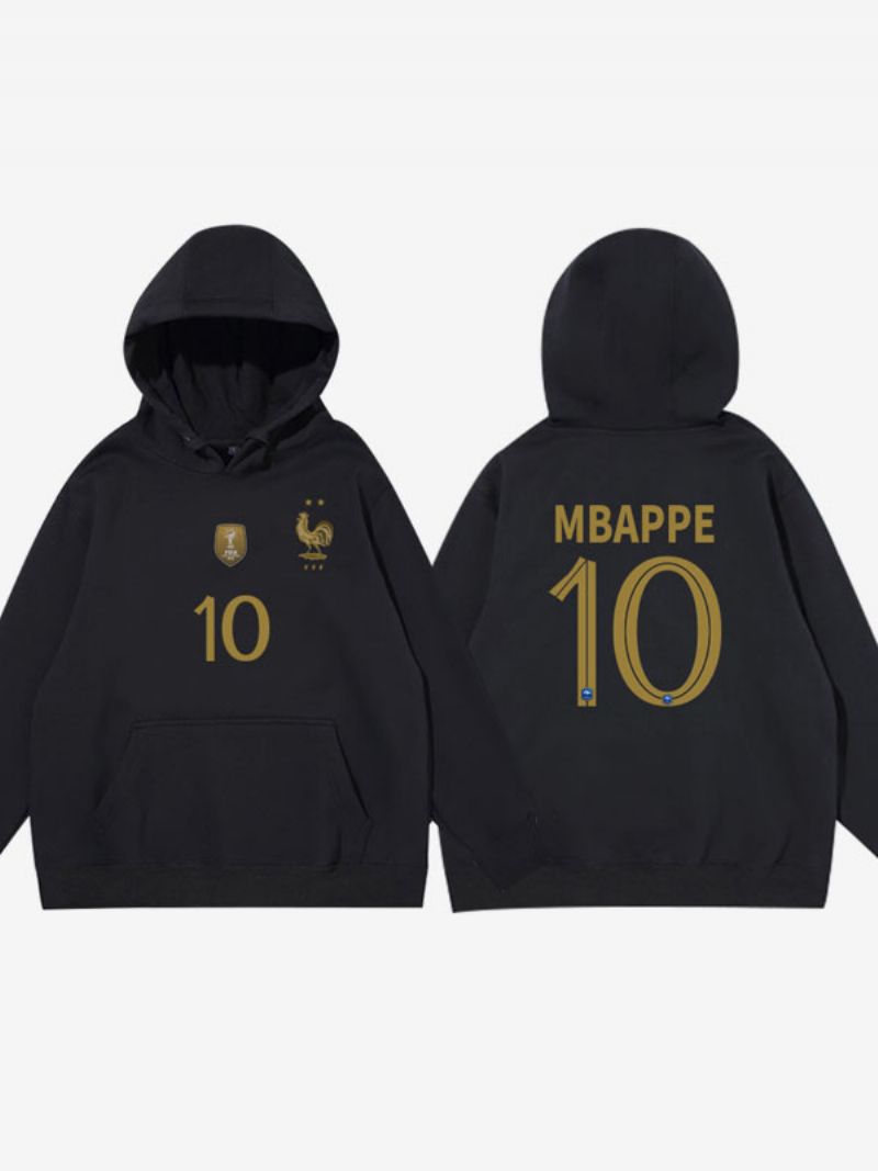 Frankrike Team Les Bleus Nummer 10 Mbappé Luvtröja Herr Blå Kappa - Svart