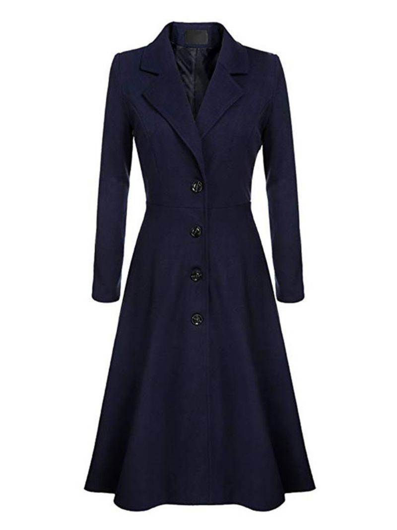 Dam Swing Coat 1950-talet Långärmad Turndown Krage Fit Flare Vinterkappa