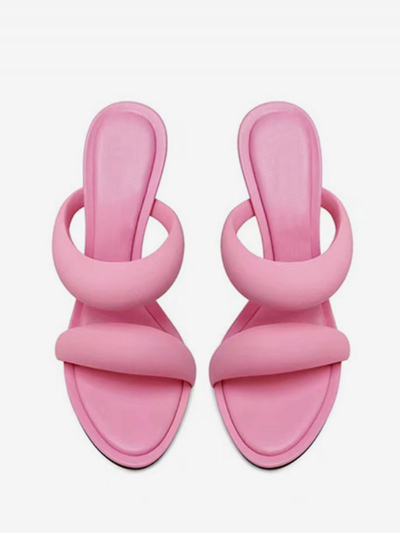 Högklackade Sandaler För Kvinnor Rosa Öppen Tå Stilettklack Strappy - Rosa