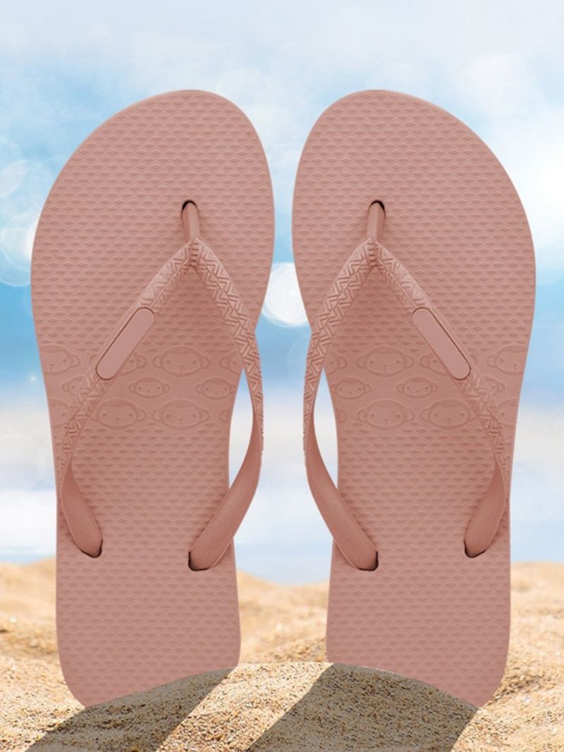 Kvinnors Runda Tå Gummikaffe Bruna Sandaler - Rosa