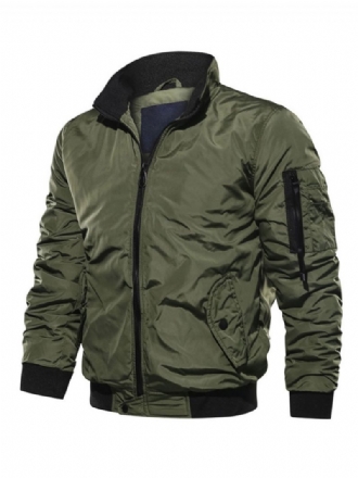 Herr Jeansjacka Polyester Modern Stativkrage Långärmad Hunter Green Regular Fit Jacka