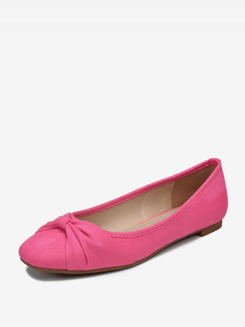 Kvinnors Ballerina Platta Skor Fyrkantiga Toe Bows Elastiskt Tyg Balett - Ros