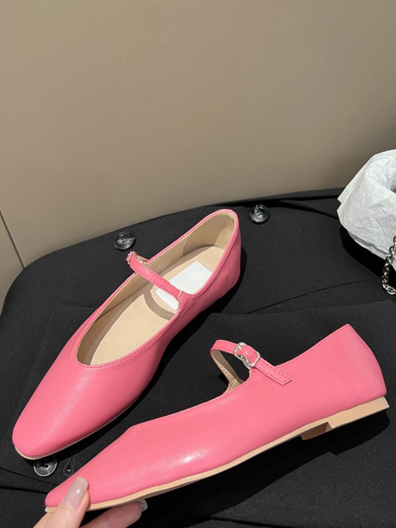 Kvinnors Svarta Platta Skor Svart Rund Tå Mary Jane Ballet - Ros