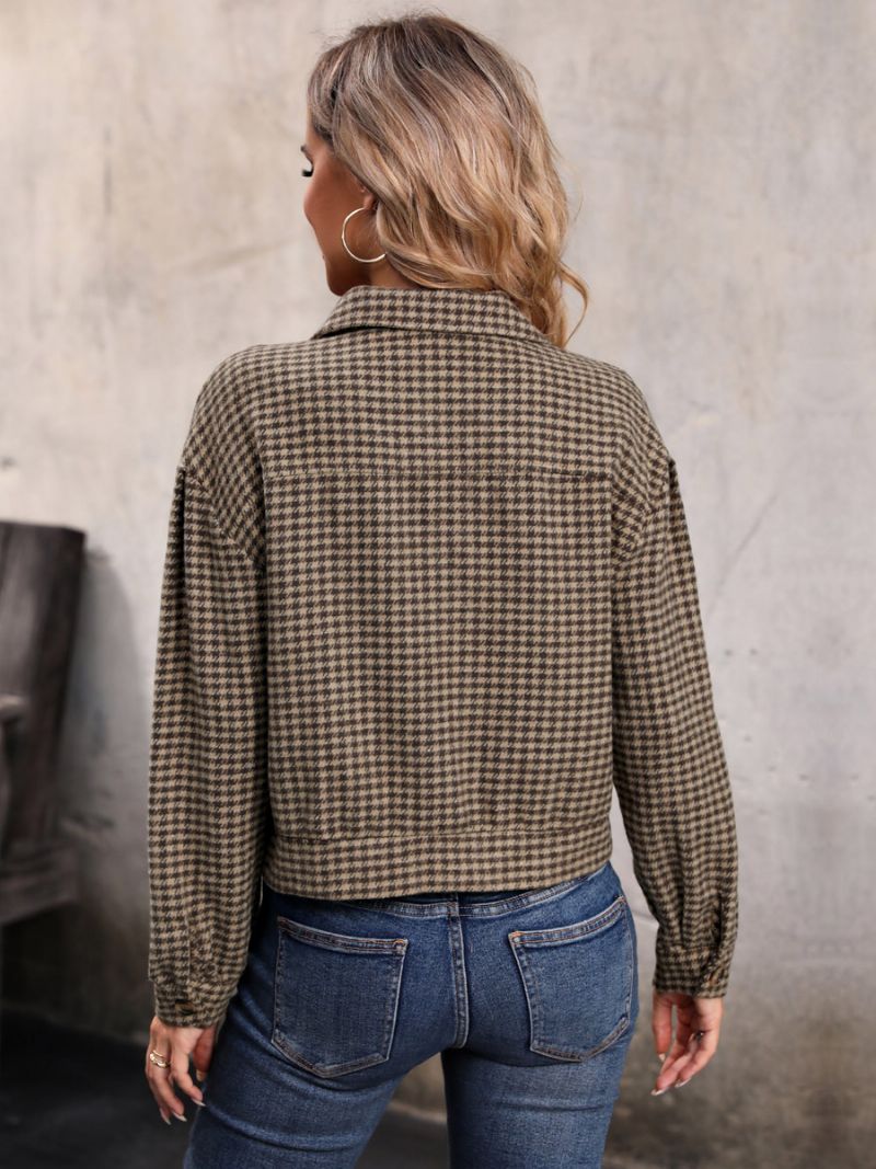 Damjacka Flapfickor Drop Shoulder Vichy Check Ytterkläder - Kaki