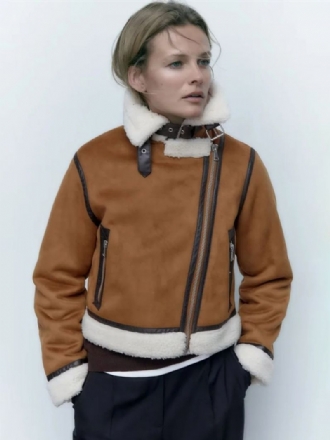 Damjacka Turndown Krage Dragkedja Color Block Polyester