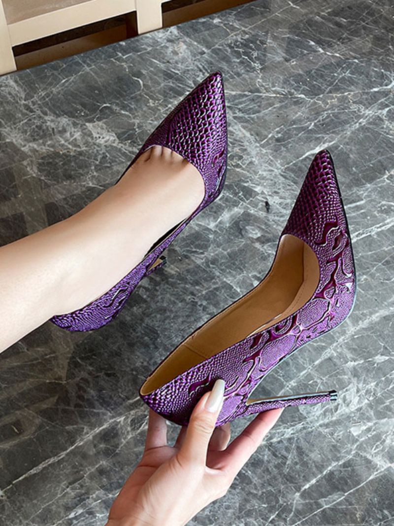Dam Högklackat Slip-on Spetsiga Tå Stilettklack Pumpar - Lila