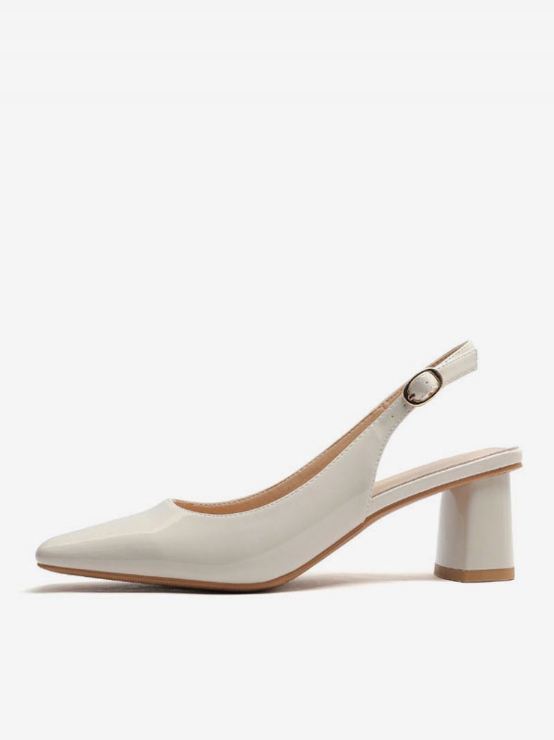 Damblock Heel Pumps Square Toe Slingback Heels - Beige