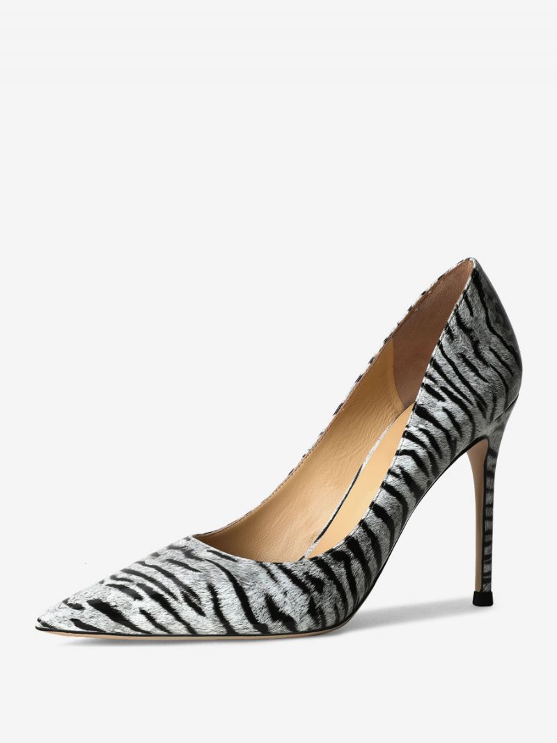 Damklackar Med Spetsad Tå Zebra Print S Stiletto Heel Sexig Pump - Vit