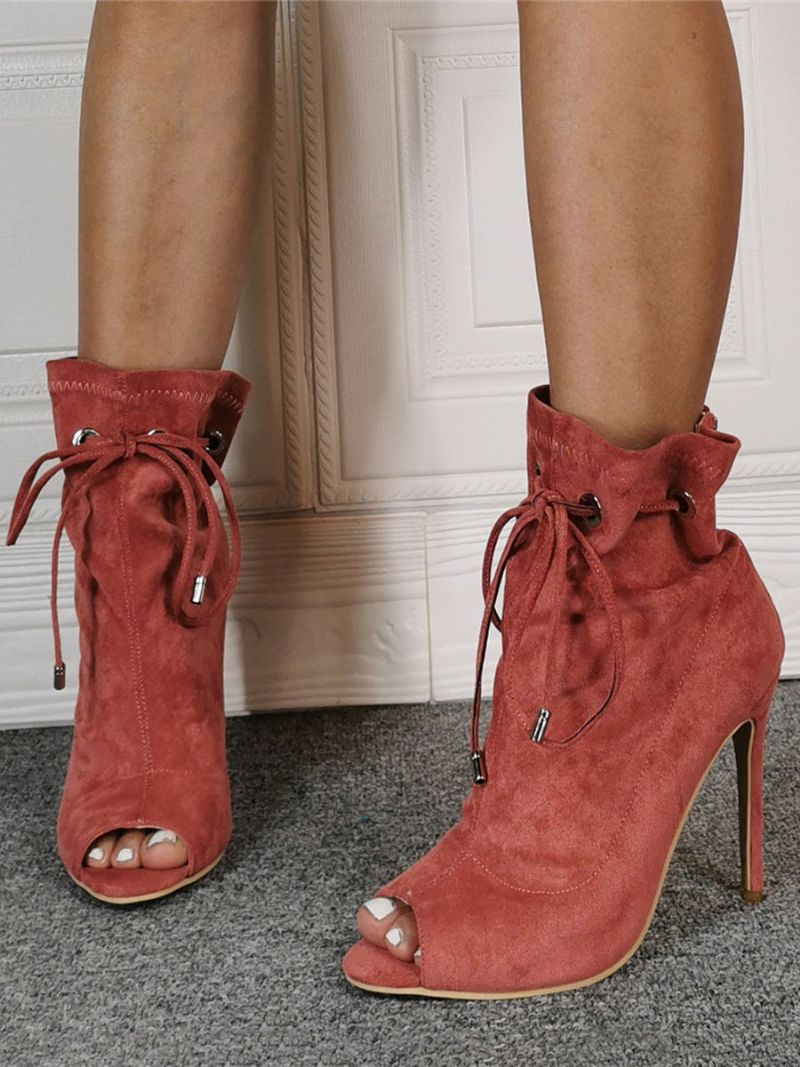 Damskorall Sommarstövlar Stilettklack Peep Toe Casual Klackstövlar
