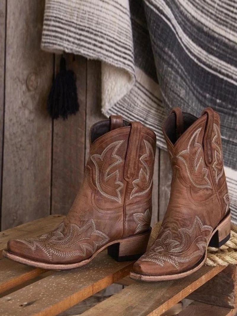 Westernstövlar För Kvinnor Broderade Cowboystövlar