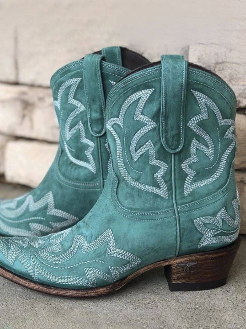 Westernstövlar För Kvinnor Broderade Cowboystövlar - Ljus Himmelsblå