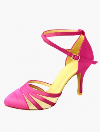 Kvinnors Ankelband Latin Dance Sandaler Satin Ballroom Skor