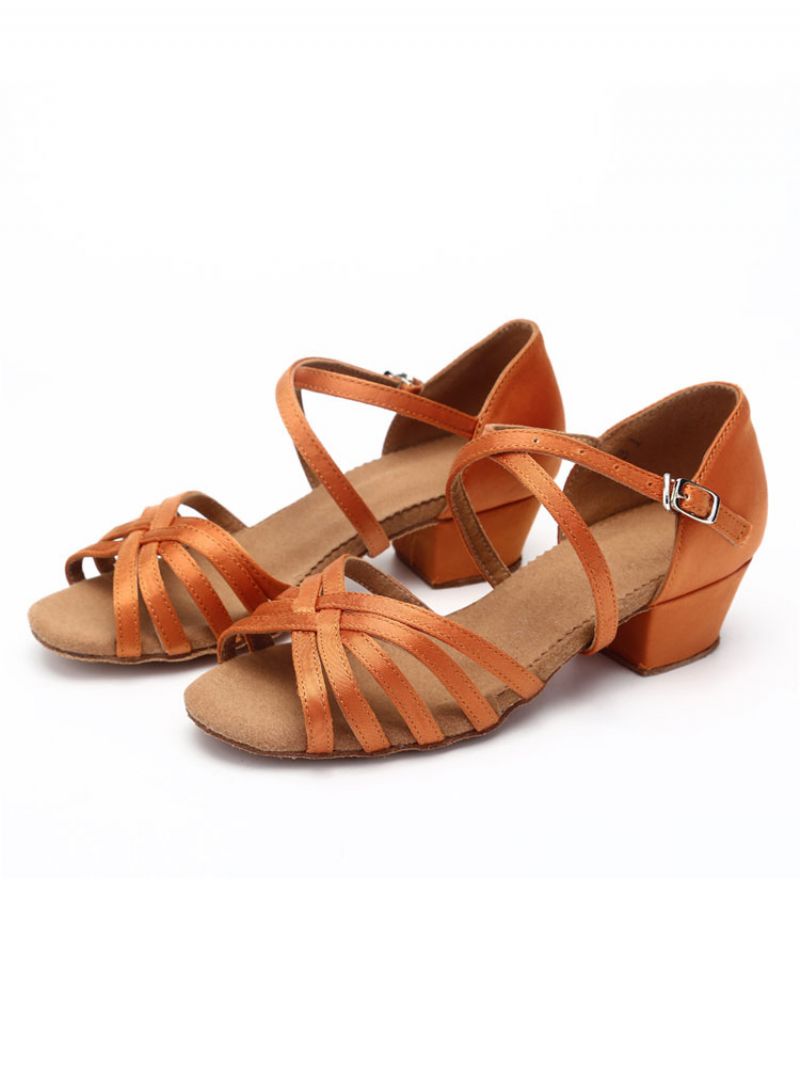 Kvinnors Satin Ballroom Dansskor Open Toe Criss Cross Latin För Barn