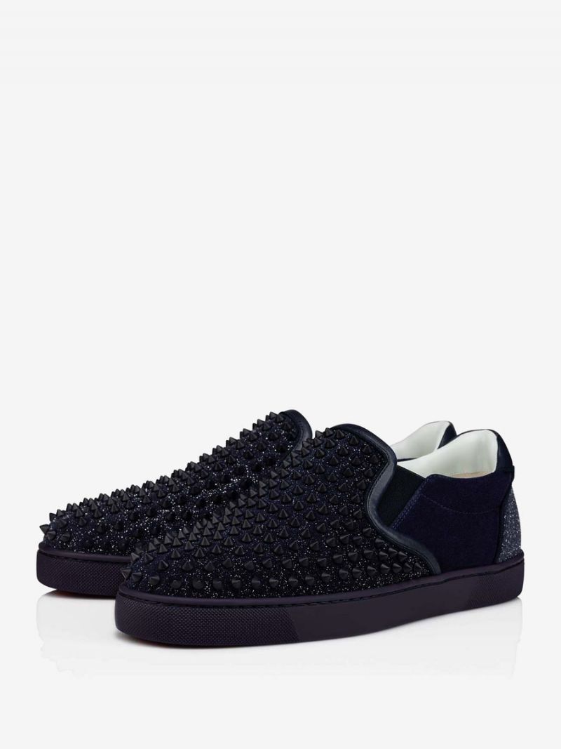 Svarta Casial Skor Män Rund Tå Slip-on Spike