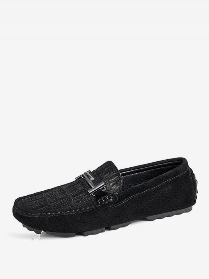 Alligator Tassel Driving Loafers För Män - Svart Röd