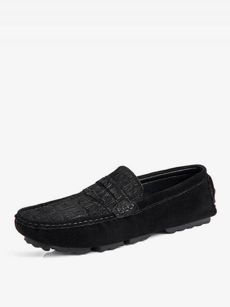Alligator Tassel Driving Loafers För Män - Svart Silver