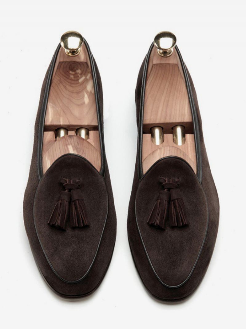 Herr Loafer Kohud Slip-on Tofs Prom Bröllopsskor För Män - Choklad