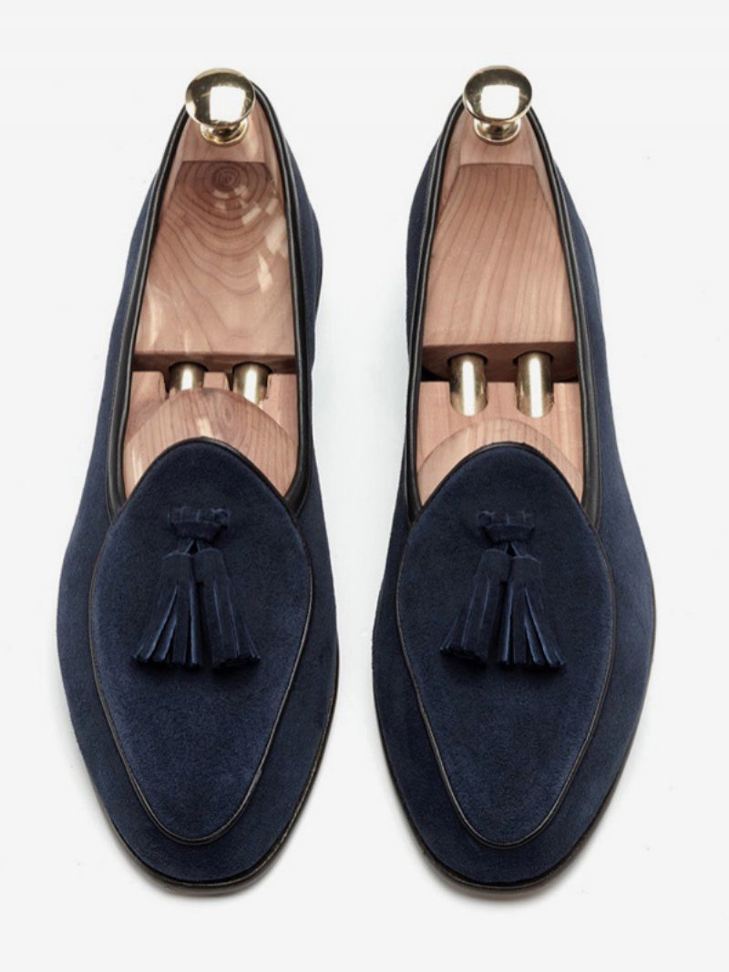 Herr Loafer Kohud Slip-on Tofs Prom Bröllopsskor För Män - Djupblå