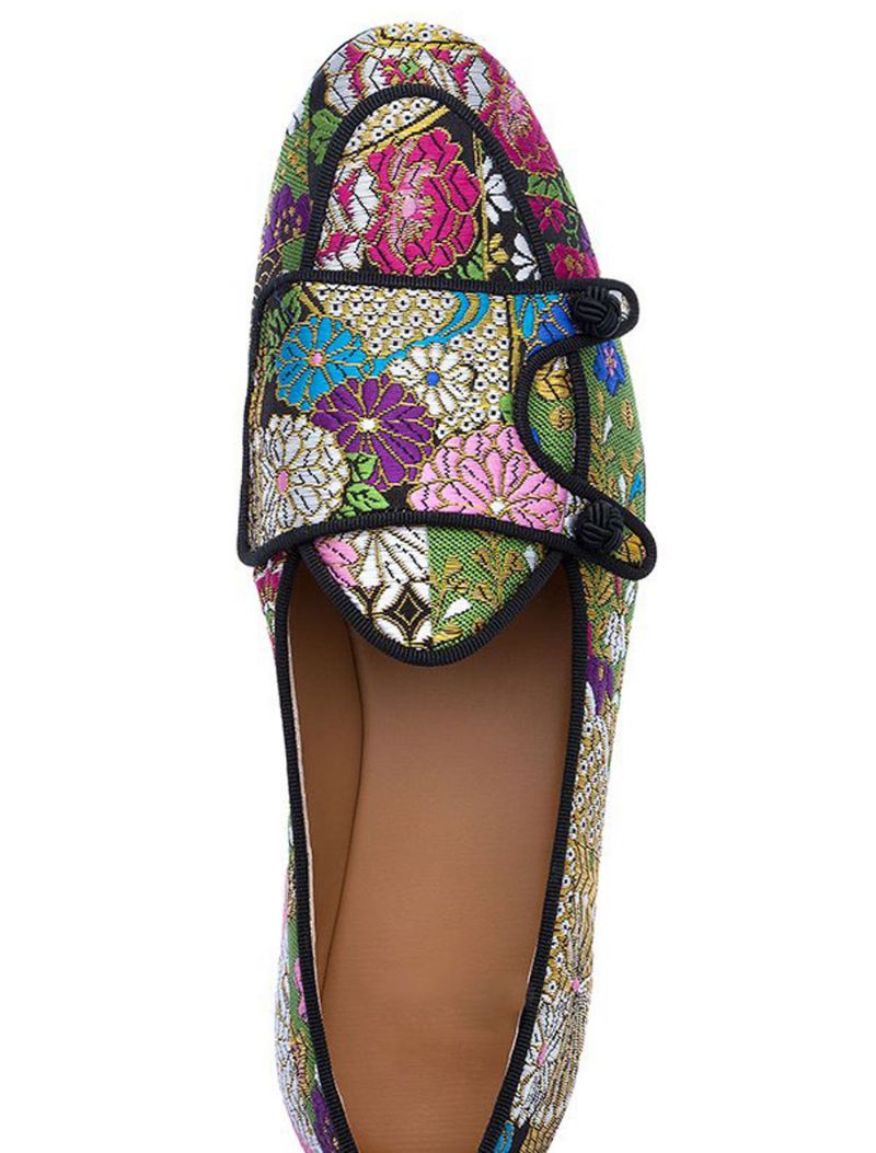 Herr Loafers Balfest Bröllopsskor Blombroderade Slip-on Platt - Guld