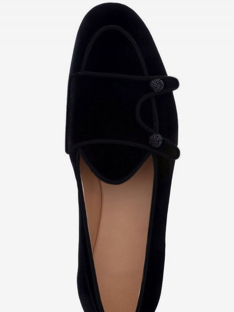 Män Herr Svart Sammet Monk Strap Loafers Rund Toe Prom Party Bröllopsskor - Svart