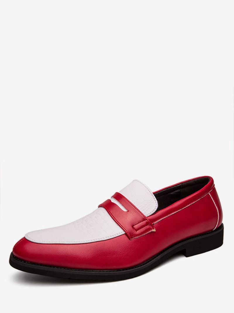 Penny Loafers För Män Tvåfärgade Bröllopsskor Balfest - Röd