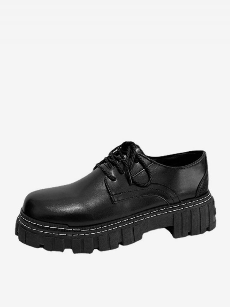 Klänning Skor För Herr Mode Rund Toe Lace Up Pu Läder - Svart