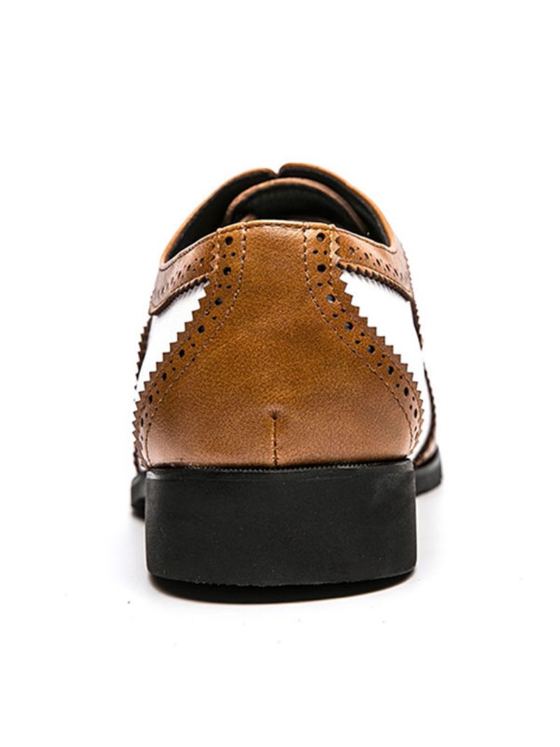 Mäns Tvåfärgade Bruna Brogue Oxfords Bröllopsklänning Balskor - Kaffe Brun