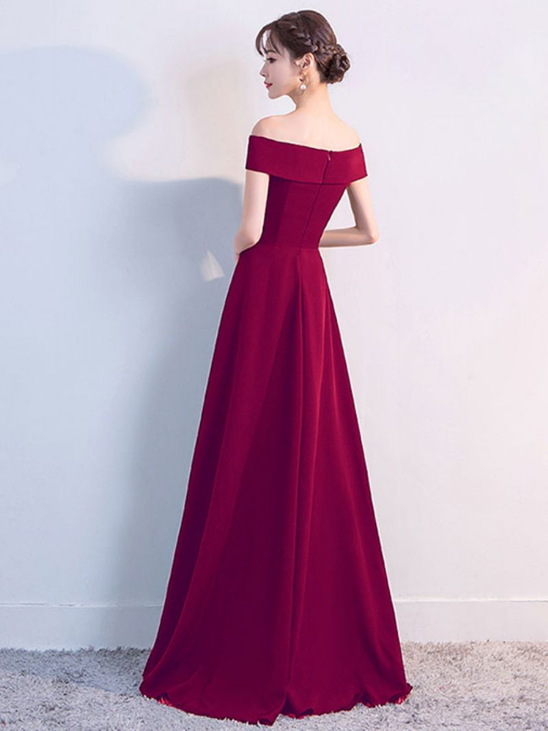 Off Shoulder Klänningar För Kvinnor Elegant Födelsedagsfest Prom Cocktail Maxiklänning - Bourgogne