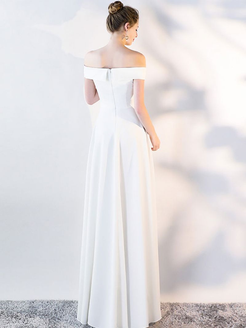 Off Shoulder Klänningar För Kvinnor Elegant Födelsedagsfest Prom Cocktail Maxiklänning - Vit