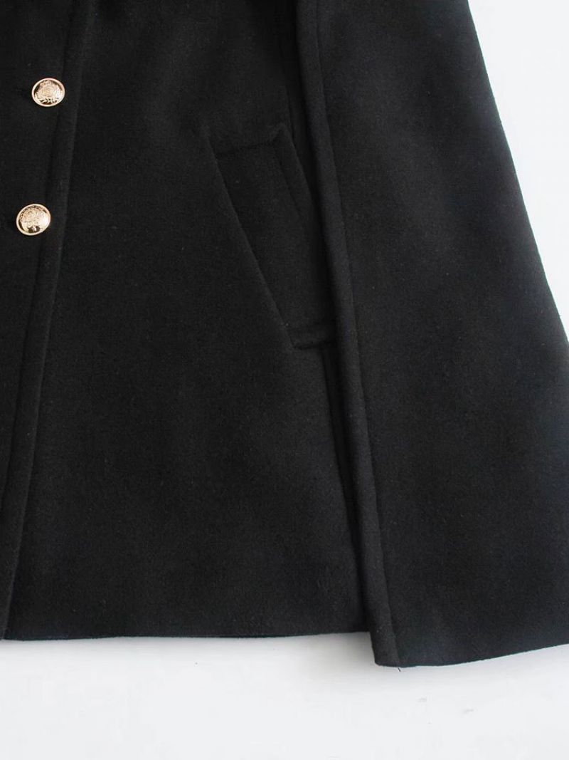 Dam Svart Poncho Coat V-ringad Kappa Cape Vinter Ytterkläder - Svart