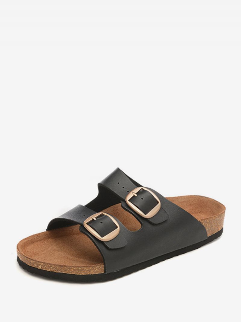 Sandaler För Män Slip-on Justerbar Strap Spänne Tofflor Flat
